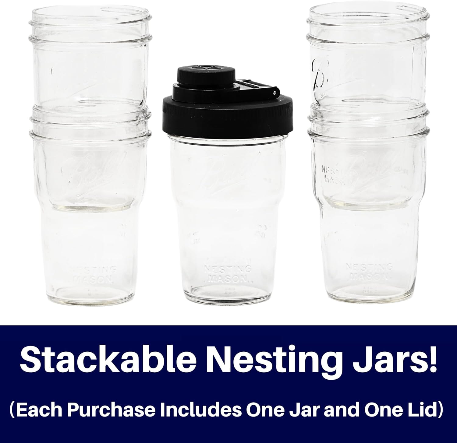 Travel Cup with Pouring Lid, 1 Pint (16 oz) Nesting Jar with Teal Wide Mouth Ball Mason Jar Pour Lid Serving Pitchers & Carafes Brewing America