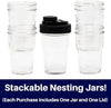 Travel Cup with Pouring Lid, 1 Pint (16 oz) Nesting Jar with Black Wide Mouth Ball Mason Jar Pour Lid Serving Pitchers & Carafes Brewing America