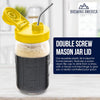 Mason Jar Lids Wide Mouth Plastic 4 Pack Leak Proof with Flip Cap Pouring Spout & Drink Hole - Yellow Accessories Brewing America
