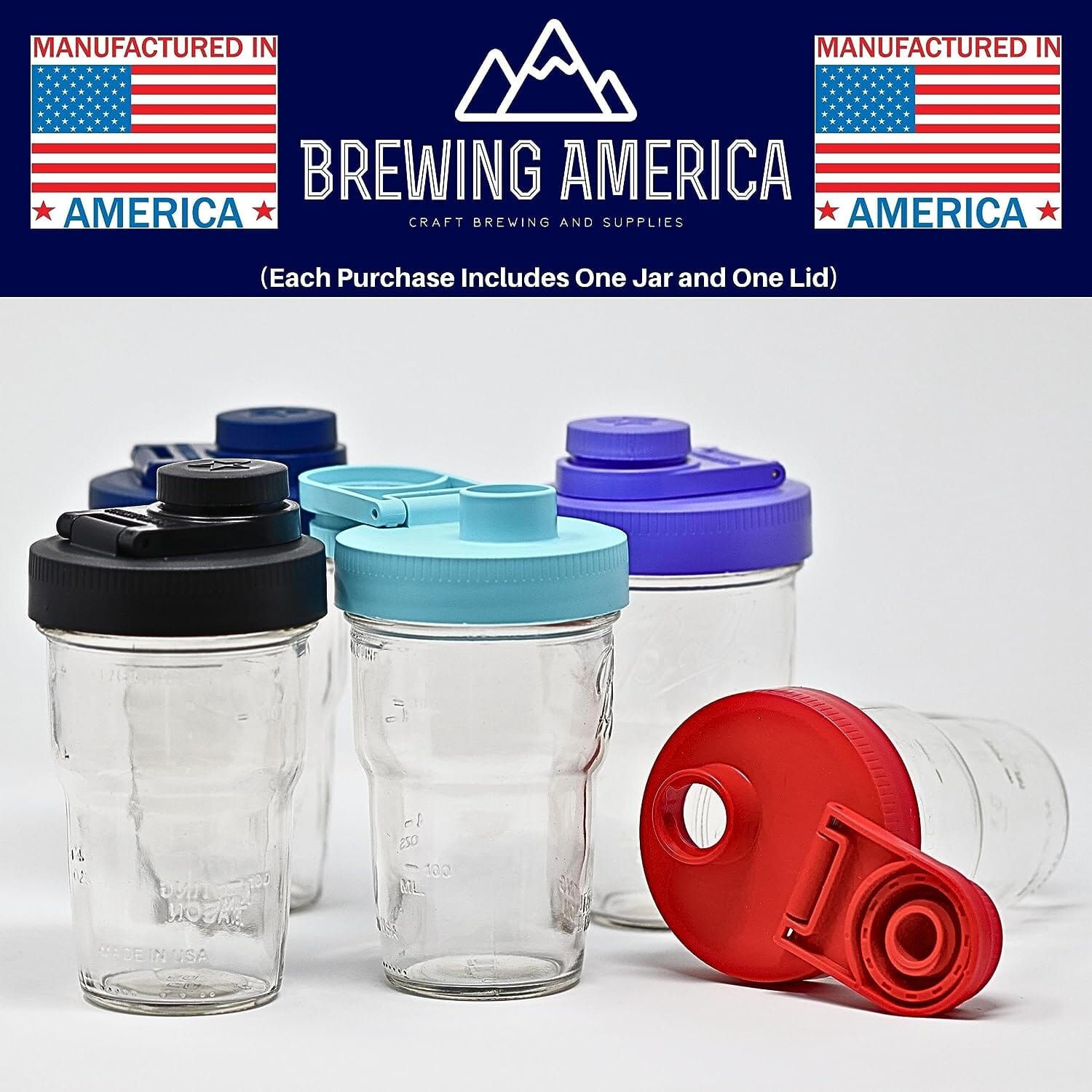 Travel Cup with Pouring Lid, 1 Pint (16 oz) Nesting Jar with Teal Wide Mouth Ball Mason Jar Pour Lid Serving Pitchers & Carafes Brewing America