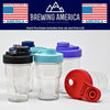 Travel Cup with Pouring Lid, 1 Pint (16 oz) Nesting Jar with Teal Wide Mouth Ball Mason Jar Pour Lid Serving Pitchers & Carafes Brewing America