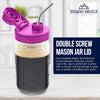 Mason Jar Lids Wide Mouth Plastic 4 Pack Leak Proof with Flip Cap Pouring Spout & Drink Hole - Very Berry Accessories Brewing America