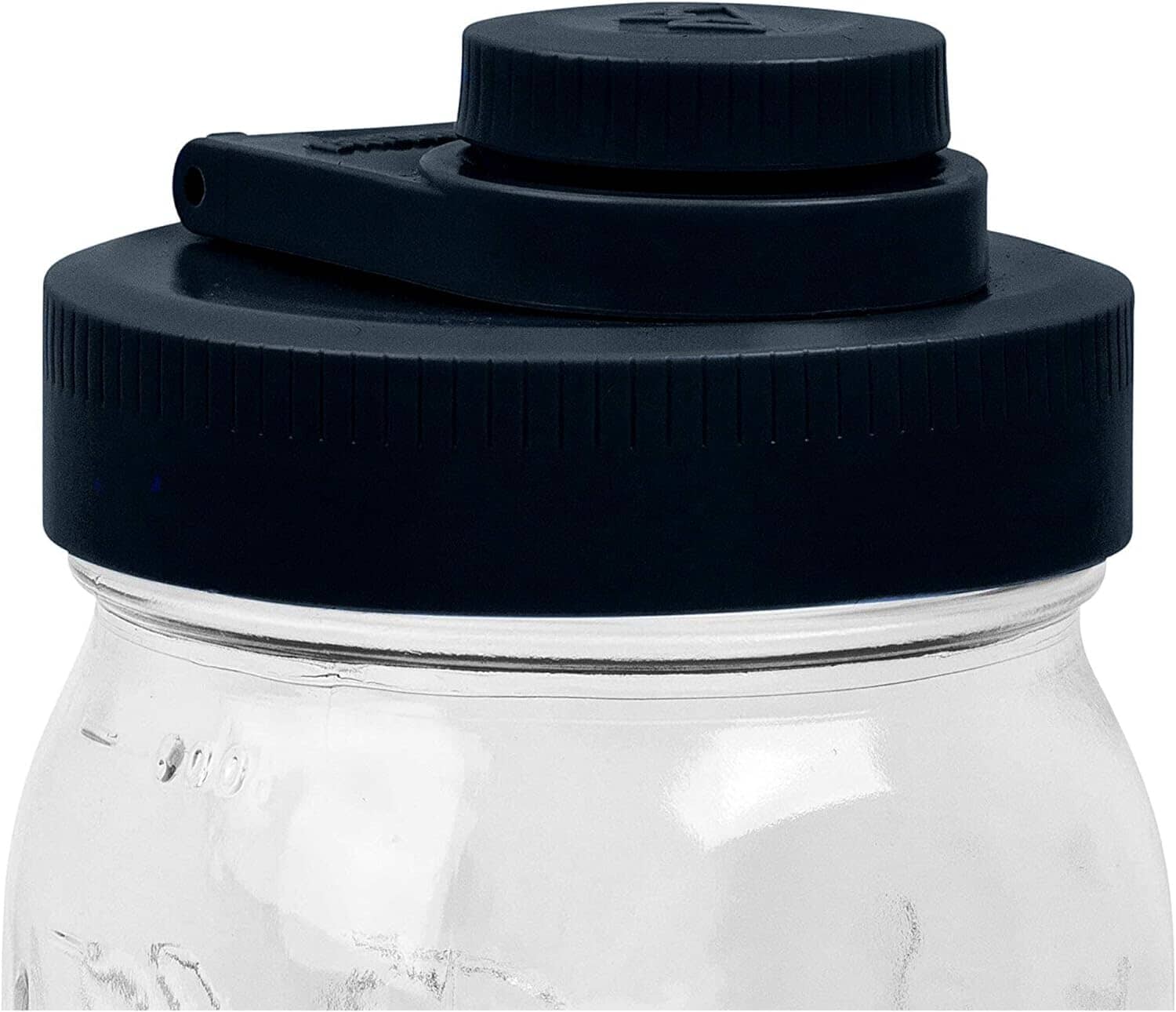 Glass Mason Jar Pitcher with Lid - Ball Jar, 1 Quart (32 oz) with Black Wide Mouth Mason Jar Pour Lid Serving Pitchers & Carafes Brewing America