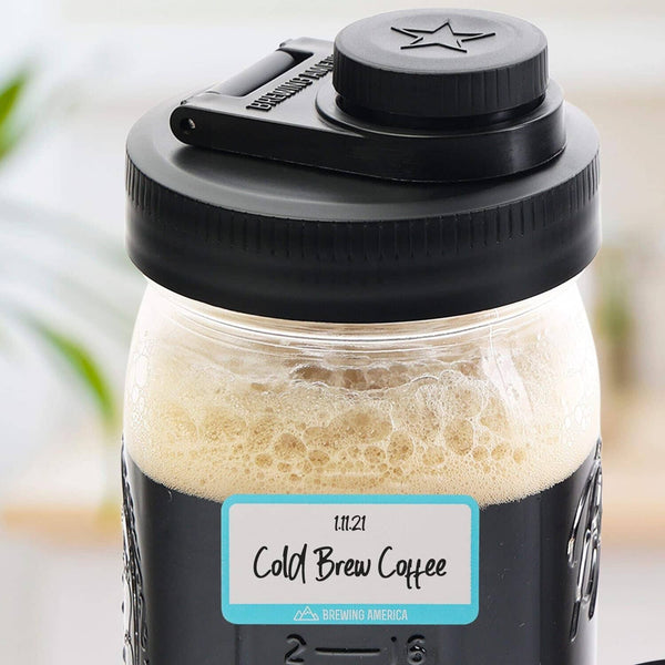 Glass Mason Jar Pitcher with Lid - Ball Jar, 1 Quart (32 oz) with Black Wide Mouth Mason Jar Pour Lid Serving Pitchers & Carafes Brewing America
