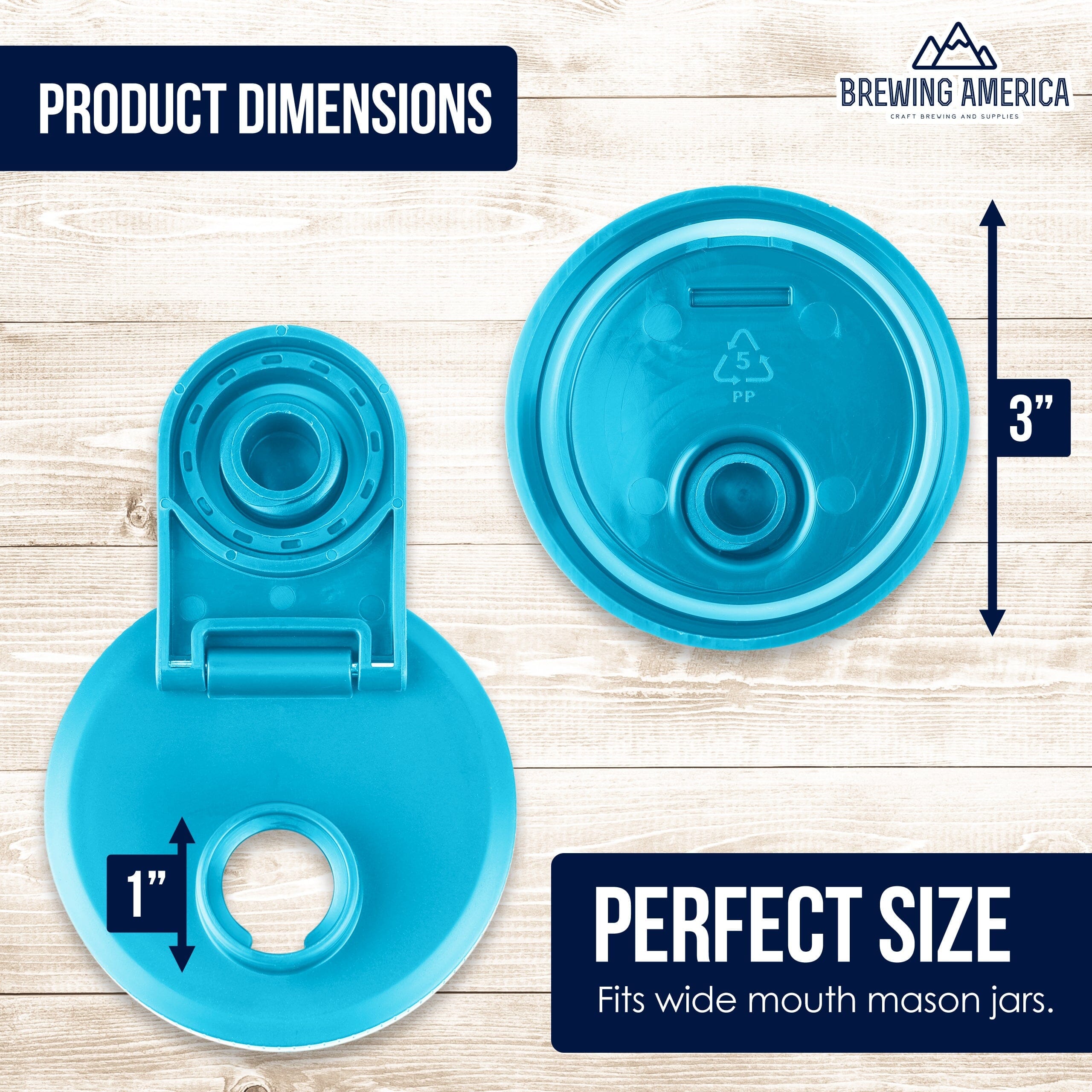 Pint & Half Jar with Teal Pouring Lid – Functional & Stylish Storage With Wide Mouth Azure Standard Mason Jar 24 Ounce 2-Pack Serving Pitchers & Carafes Brewing America