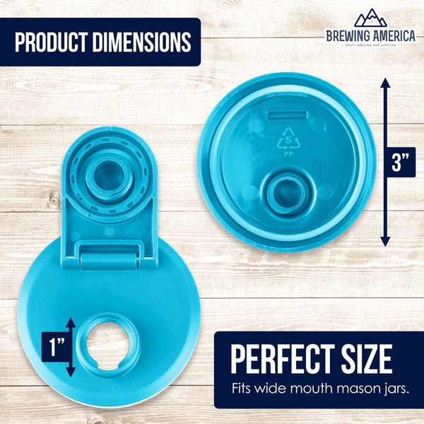 Pint & Half Jar with Teal Pouring Lid – Functional & Stylish Storage With Wide Mouth Azure Standard Mason Jar 24 Ounce 2-Pack Serving Pitchers & Carafes Brewing America