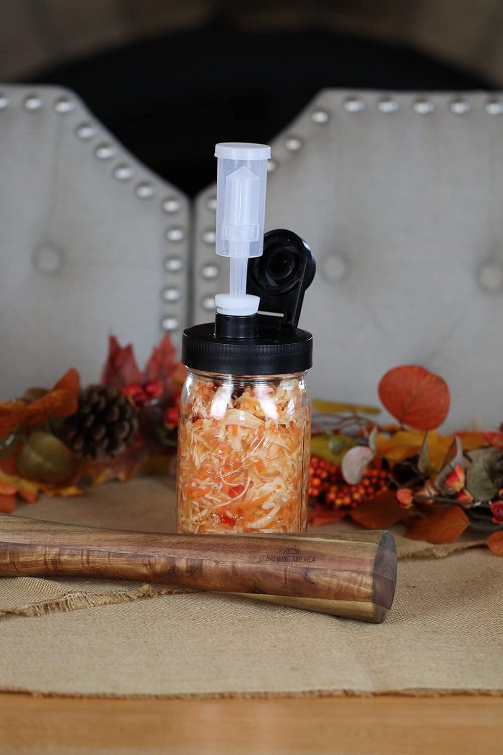 Fermentation Kit Lid for Wide Mouth Mason Jars (Jars Not Included) Black Fermenting Kit Accessories Brewing America
