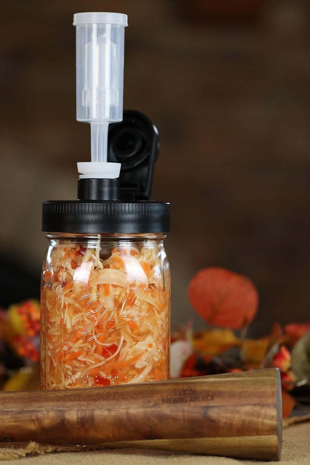 Fermentation Kit Lid for Wide Mouth Mason Jars (Jars Not Included) Black Fermenting Kit Accessories Brewing America