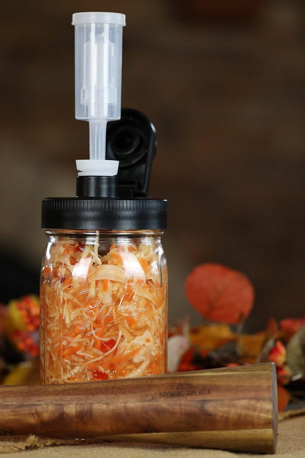 Fermentation Kit Lid for Wide Mouth Mason Jars (Jars Not Included) Black Fermenting Kit Accessories Brewing America