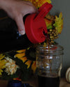 Glass Mason Jar Pitcher with Lid - Ball Jar, 1 Quart (32 oz) with Red Wide Mouth Mason Jar Pour Lid Serving Pitchers & Carafes Brewing America