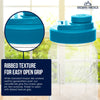Pint & Half Jar with Teal Pouring Lid – Functional & Stylish Storage With Wide Mouth Azure Standard Mason Jar 24 Ounce 1-Pack Serving Pitchers & Carafes Brewing America