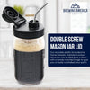 Mason Jar Lids Wide Mouth Plastic 4 Pack Leak Proof with Flip Cap Pouring Spout & Drink Hole Black Accessories Brewing America