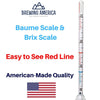 American-Made Syrup Hydrometer Density Meter for Sugar and Maple Syrup - Baume and Brix Scale Single Hydrometer Brewing America