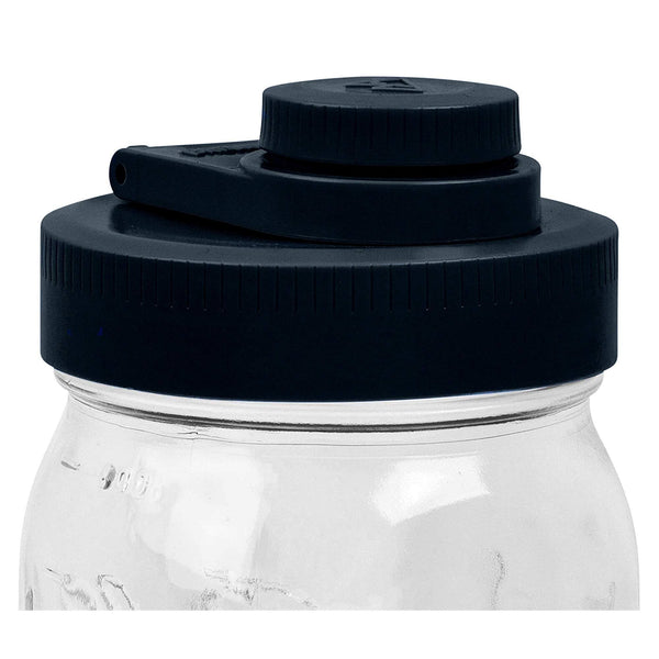 Glass Mason Jar Pitcher with Pour Lids - Ball Jars, 1 Quart (32 oz) Wide Mouth, Black 2-Pack Serving Pitchers & Carafes Brewing America