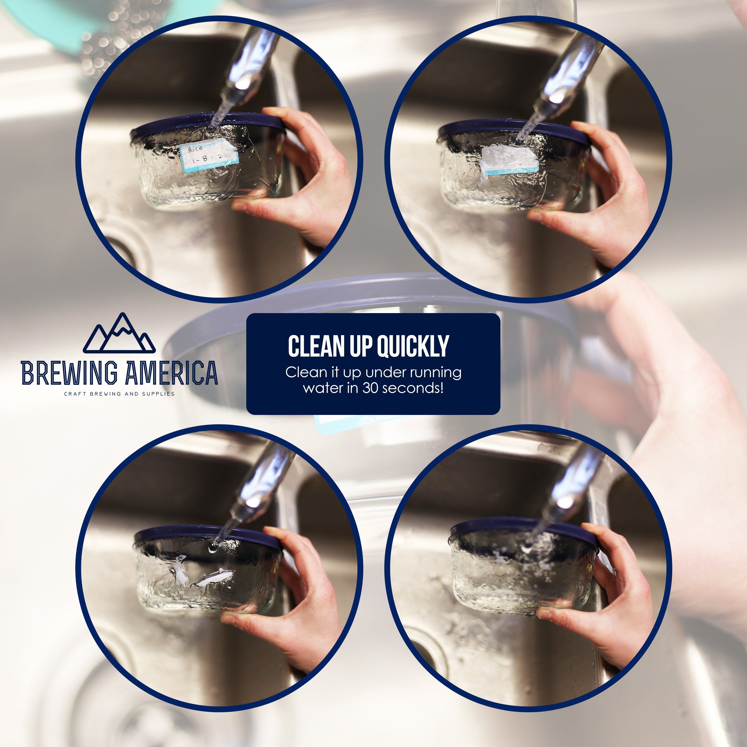 Dissolvable Food Labels for Food Containers Glass, Plastic or Metal No Scrubbing, No Residue - TEAL Accessories Brewing America