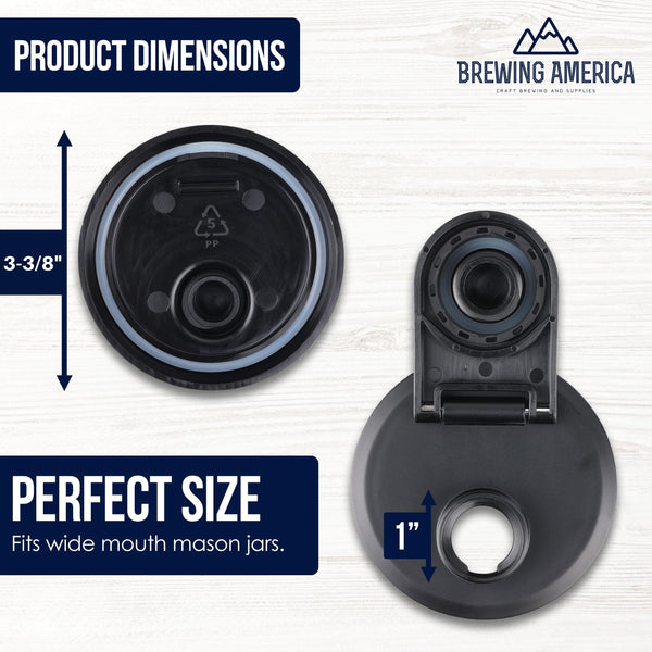 Glass Mason Jar Pitcher with Pour Lids - Ball Jars, 1 Quart (32 oz) Wide Mouth, Black 2-Pack Serving Pitchers & Carafes Brewing America