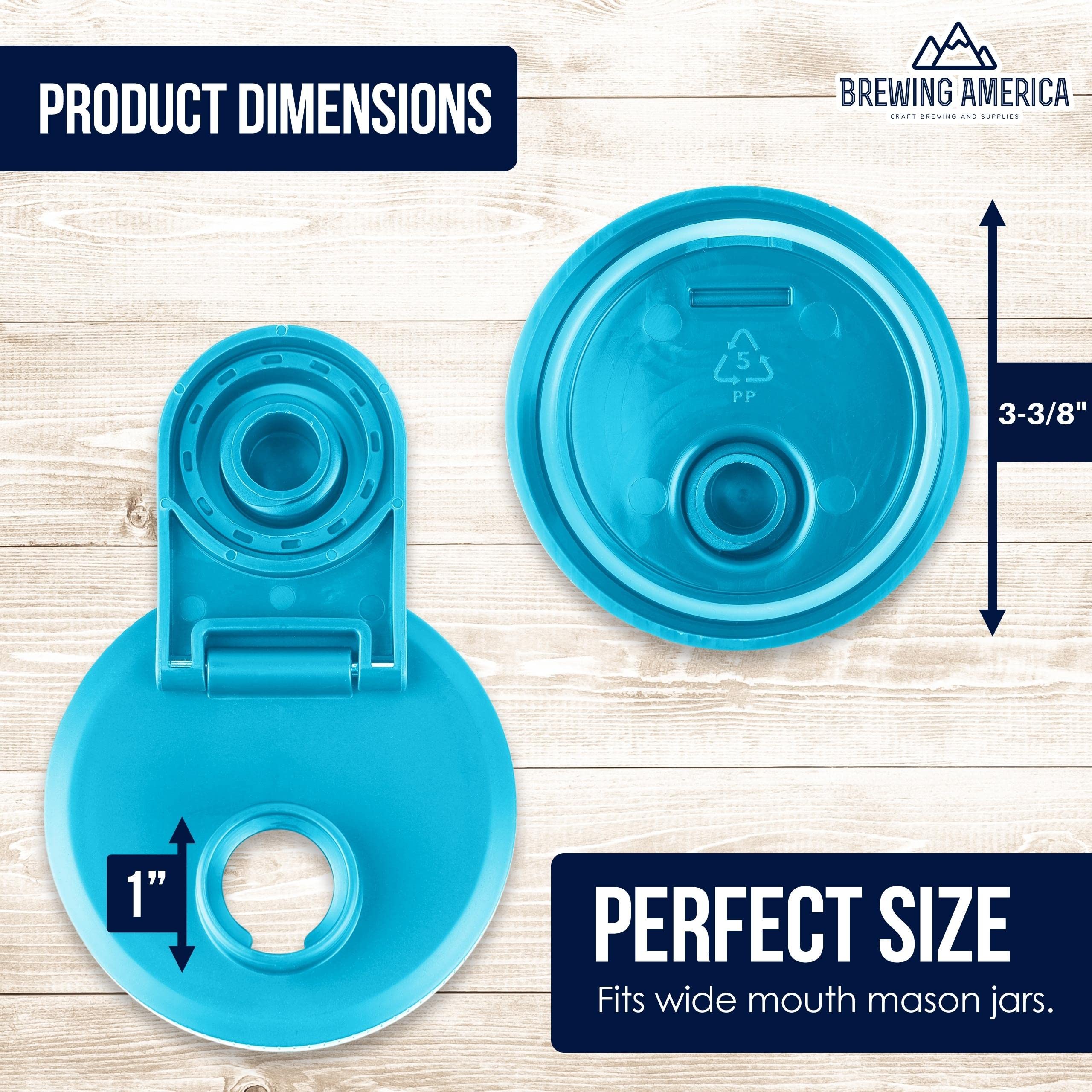 Glass Mason Jar Pitcher with Pour Lids - Ball Jars, 1 Quart (32 oz) Wide Mouth, Teal 2-Pack Serving Pitchers & Carafes Brewing America