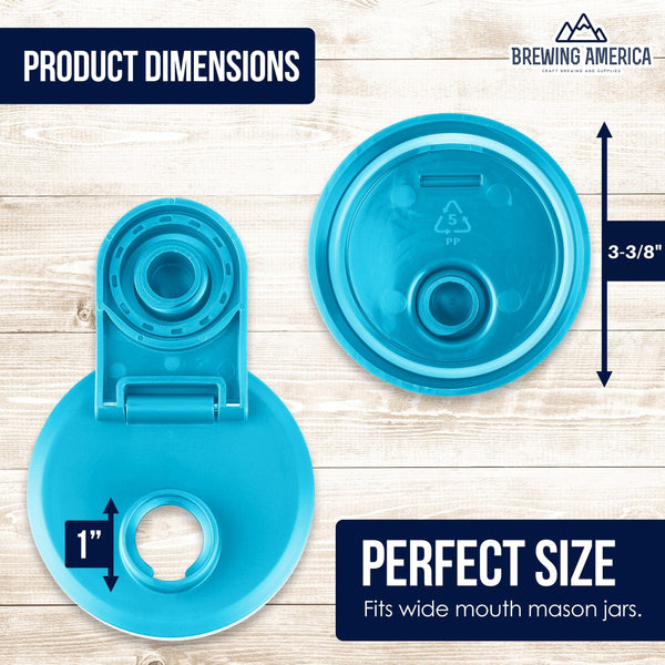 Glass Mason Jar Pitcher with Pour Lids - Ball Jars, 1 Quart (32 oz) Wide Mouth, Teal 2-Pack Serving Pitchers & Carafes Brewing America