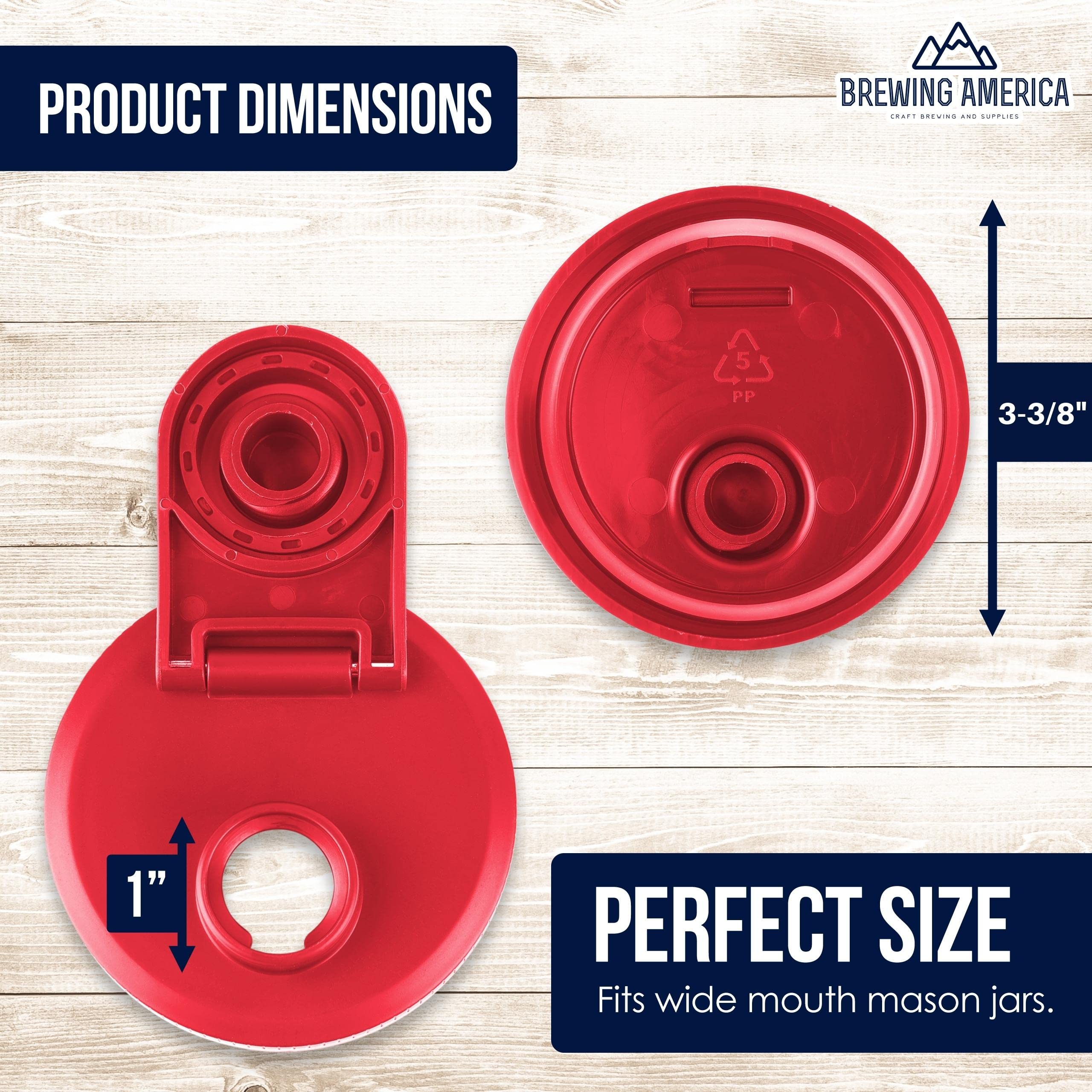 Glass Mason Jar Pitcher with Pour Lids - Ball Jars, 1 Quart (32 oz) Wide Mouth, Old Glory Red 2-Pack Serving Pitchers & Carafes Brewing America