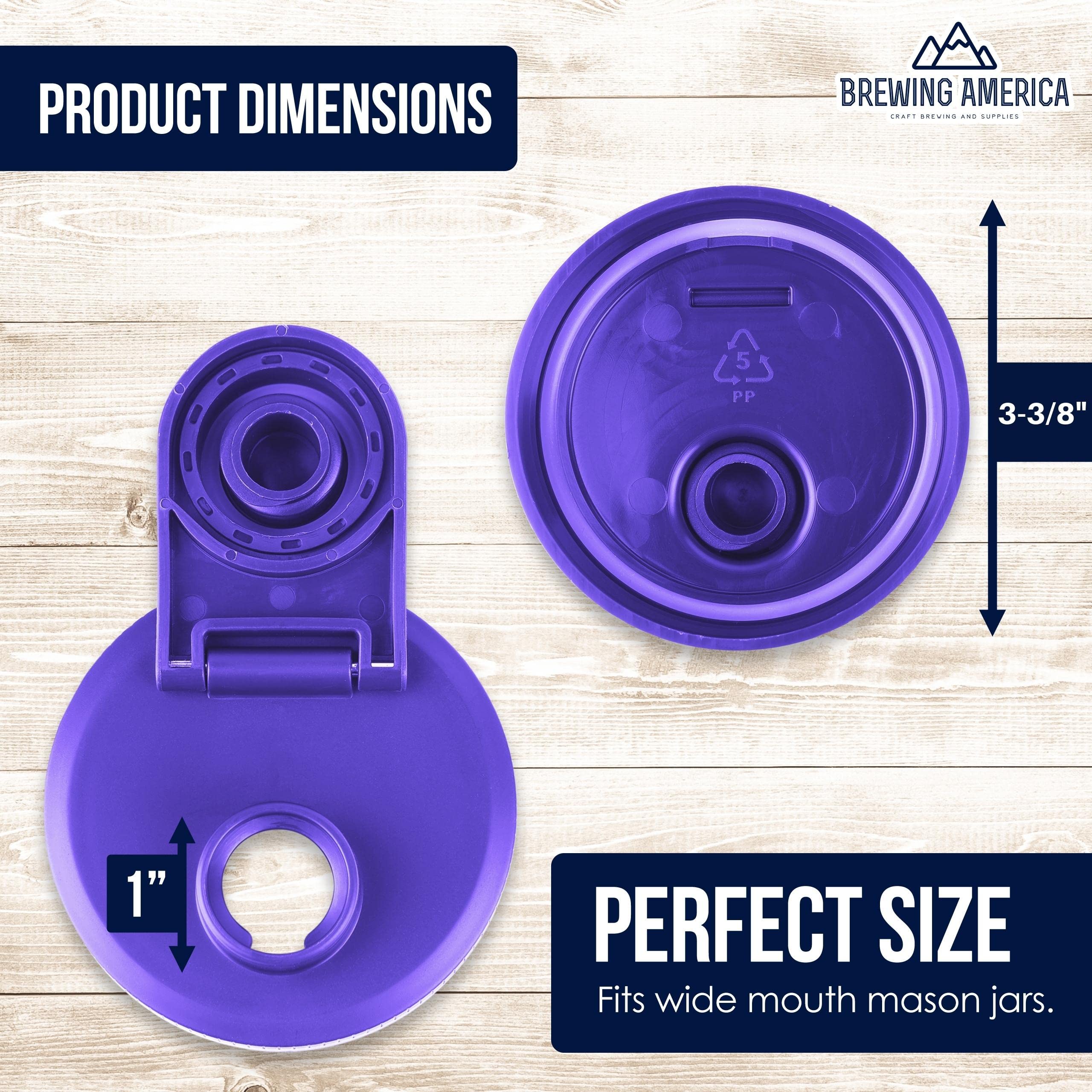 Glass Mason Jar Pitcher with Pour Lids - Ball Jars, 1 Quart (32 oz) Wide Mouth, Violet Purple 2-Pack Serving Pitchers & Carafes Brewing America