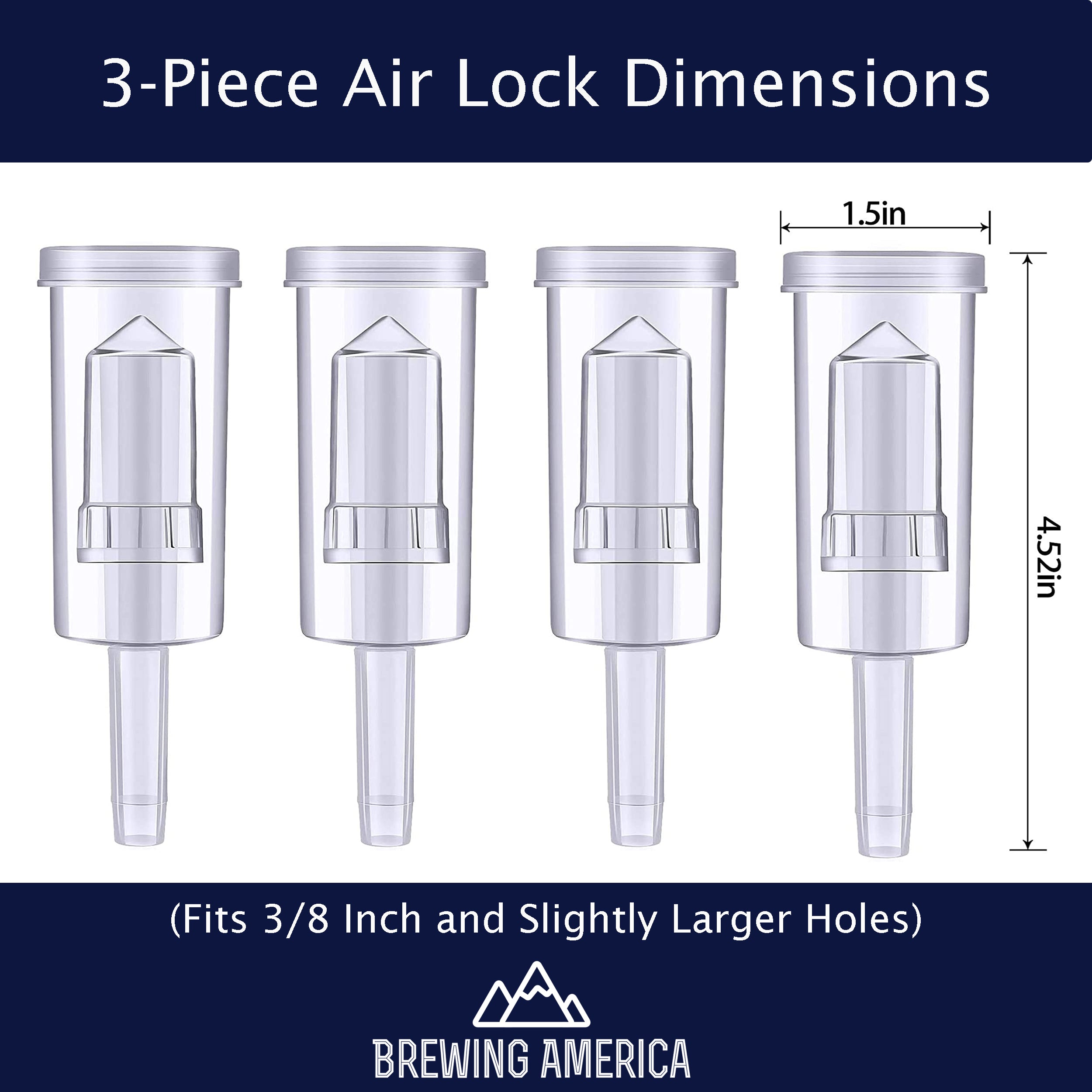 Brewing Airlock, 4 Fermentation Airlocks, Wine Airlock, Used for Brewing Wine, Sauerkraut, Pickles, Beer, Etc. Airlock Accessories Brewing America