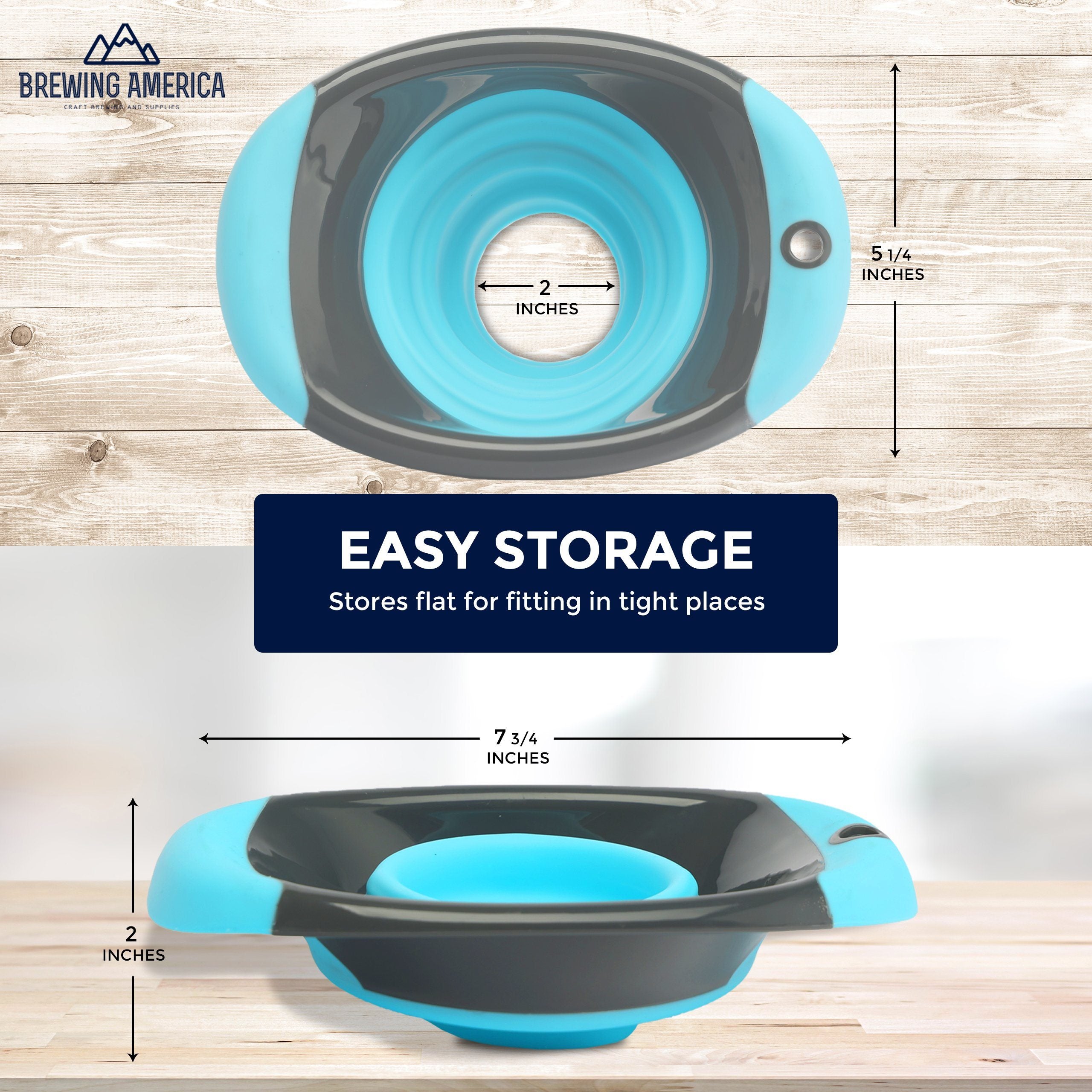 Kitchen Canning Funnel - Wide Mouth Mason Jars Collapsible Silicone for Food, Coffee, Jams - Teal Accessories Brewing America