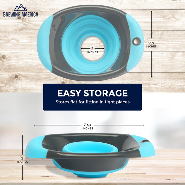 Kitchen Canning Funnel - Wide Mouth Mason Jars Collapsible Silicone for Food, Coffee, Jams - Teal Accessories Brewing America
