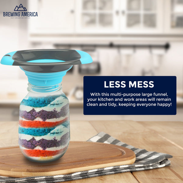Kitchen Canning Funnel - Wide Mouth Mason Jars Collapsible Silicone for Food, Coffee, Jams - Teal Accessories Brewing America