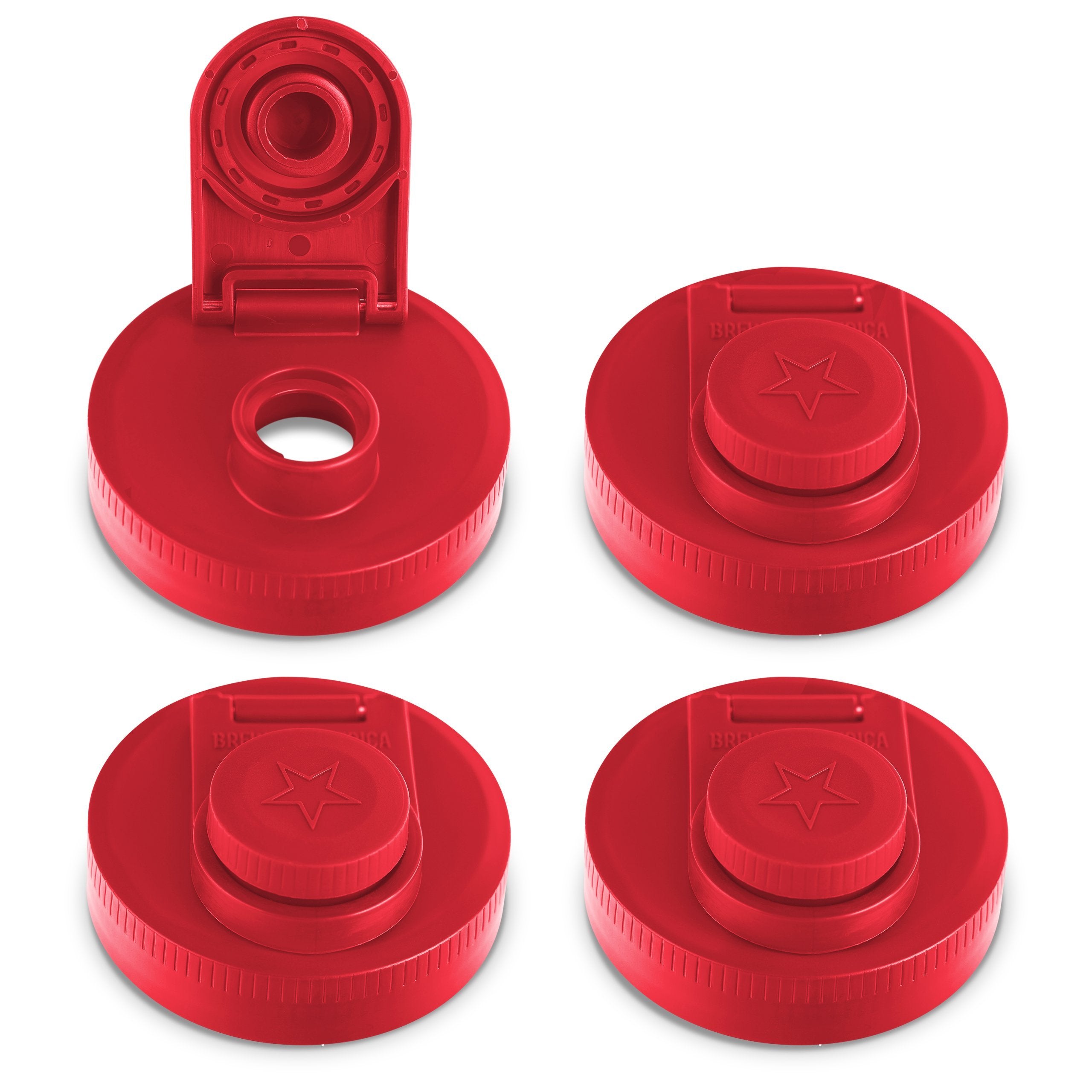 Mason Jar Lids Wide Mouth Plastic 4 Pack Leak Proof with Flip Cap Pouring Spout & Drink Hole Old Glory Red Accessories Brewing America