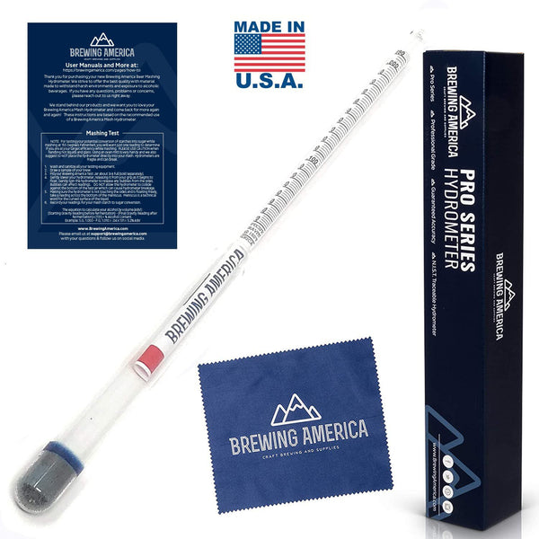 American-Made Beer Mashing Hydrometer Calibrated at 155 Degrees Fahrenheit - Specific Gravity Pro Series Brewing Triple Scale Single Hydrometer Brewing America