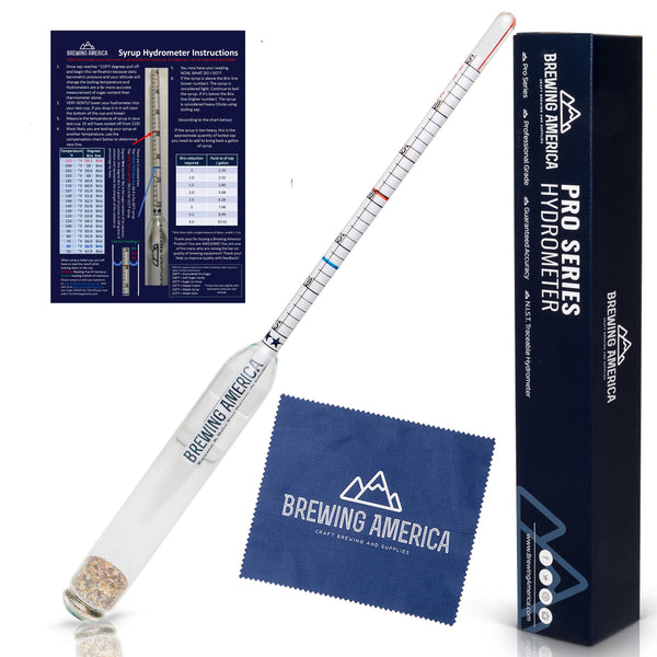 American-Made Syrup Hydrometer Density Meter for Sugar and Maple Syrup - Baume and Brix Scale Single Hydrometer Brewing America