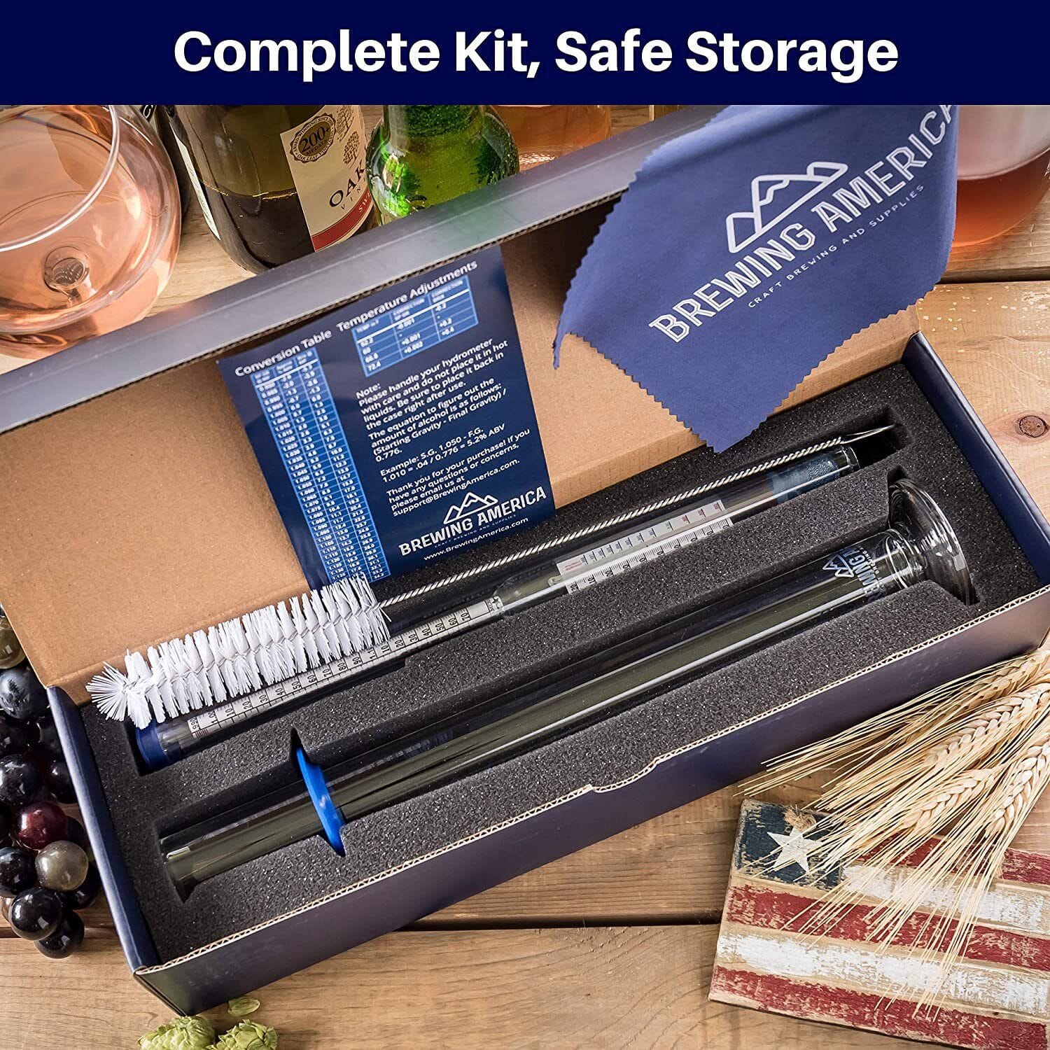 Thermo-Hydrometer ABV Tester Triple Scale American-made Specific Gravity Hydrometer Thermometer KIT American Hydrometer Test Kits Brewing America