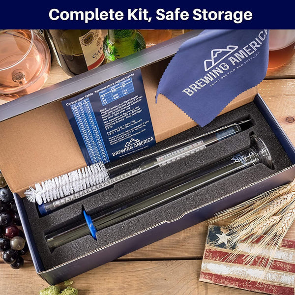 Thermo-Hydrometer ABV Tester Triple Scale American-made Specific Gravity Hydrometer Thermometer KIT American Hydrometer Test Kits Brewing America