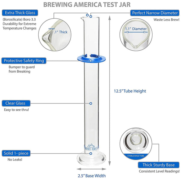 Thermo-Hydrometer ABV Tester Triple Scale American-made Specific Gravity Hydrometer Thermometer KIT American Hydrometer Test Kits Brewing America