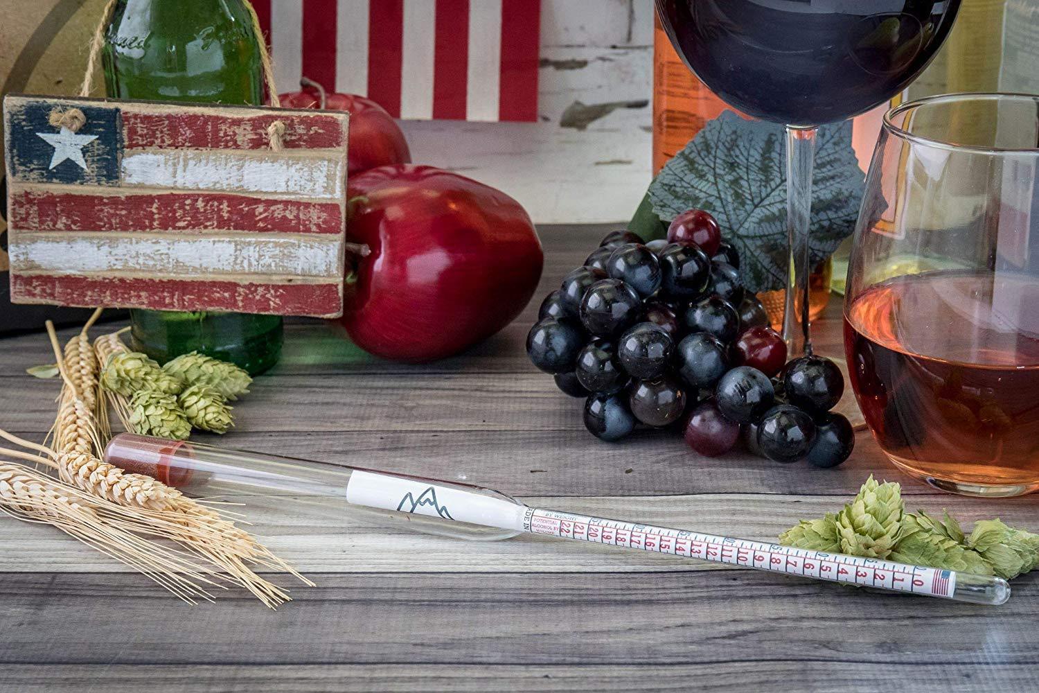 American-Made Beer Mashing Hydrometer Calibrated at 155 Degrees Fahrenheit - Specific Gravity Pro Series Brewing Triple Scale Single Hydrometer Brewing America