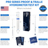 Hydrometer Alcohol Meter Test Kit Distilled Alcohol American-Made 0-200 Proof Pro Series Glass Jar American Hydrometer Test Kits Brewing America