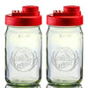 Glass Mason Jar Pitcher with Pour Lids - Azure Standard Jars, 1 Quart (32 oz) Wide Mouth, Old Glory Red 2-Pack Mason Jars - Medium Brewing America 