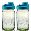 Glass Mason Jar Pitcher with Pour Lids - Azure Standard Jars, 1 Quart (32 oz) Wide Mouth, Teal 2-Pack - ON SALE Mason Jars - Medium Brewing America 