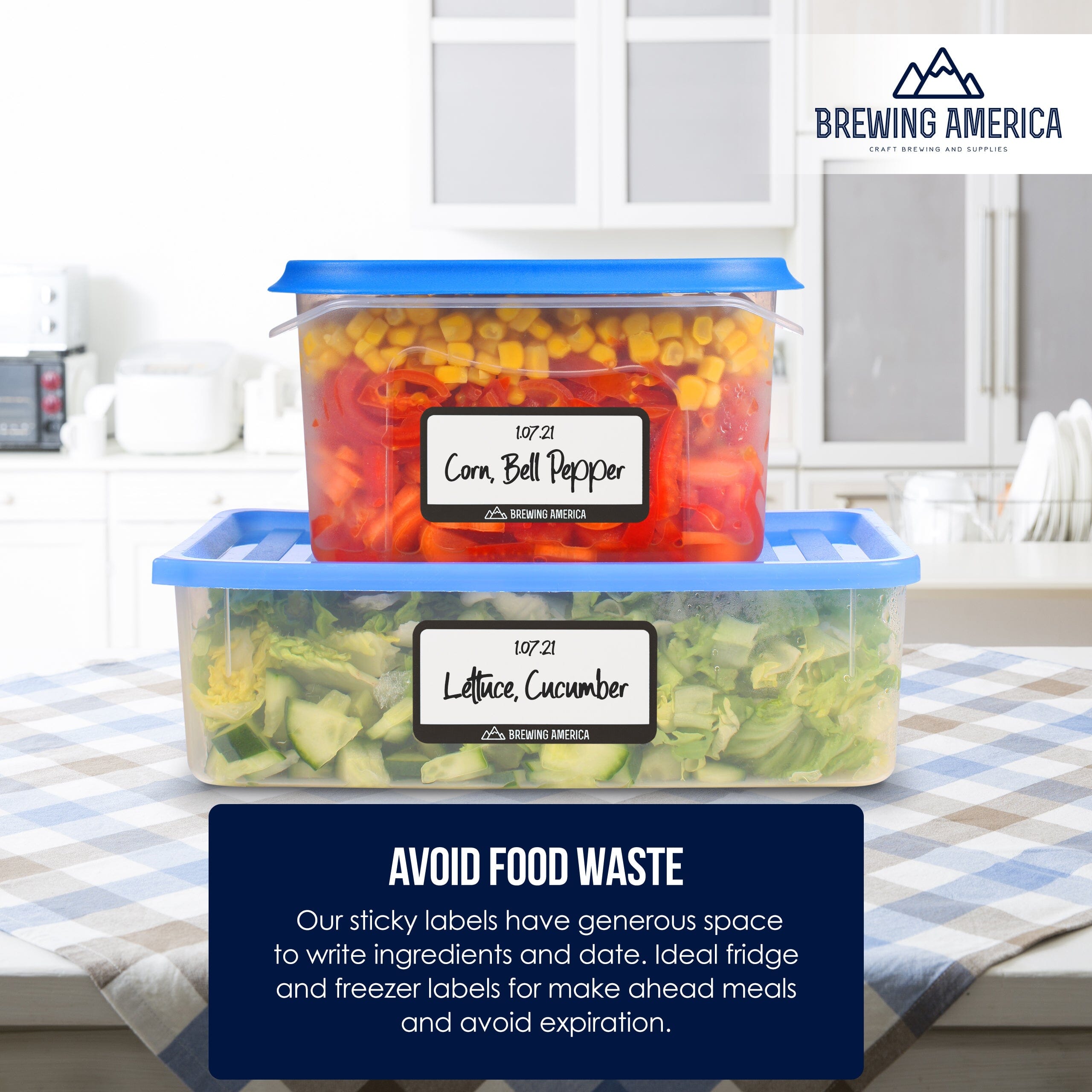 Dissolvable Food Labels for Food Containers Glass, Plastic or Metal No Scrubbing, No Residue - Black Accessories Brewing America 