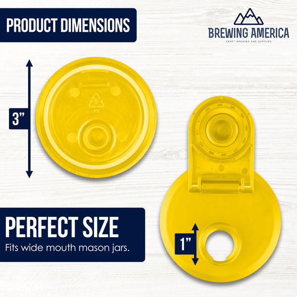 Pint & Half Jar with Yellow Pouring Lid – Functional & Stylish Storage With Wide Mouth Azure Standard Mason Jar 24 Ounce 2-Pack Serving Pitchers & Carafes Brewing America 