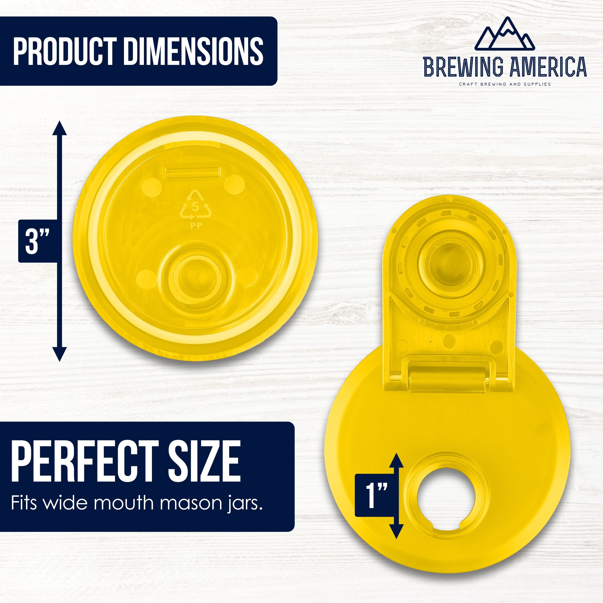 Pint & Half Jar with Yellow Pouring Lid – Functional & Stylish Storage With Wide Mouth Azure Standard Mason Jar 24 Ounce 1-Pack Serving Pitchers & Carafes Brewing America 