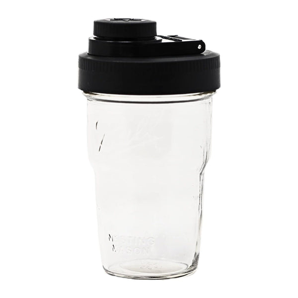 Travel Cup with Pouring Lid, 1 Pint (16 oz) Nesting Jar with Black Wide Mouth Ball Mason Jar Pour Lid Serving Pitchers & Carafes Brewing America 