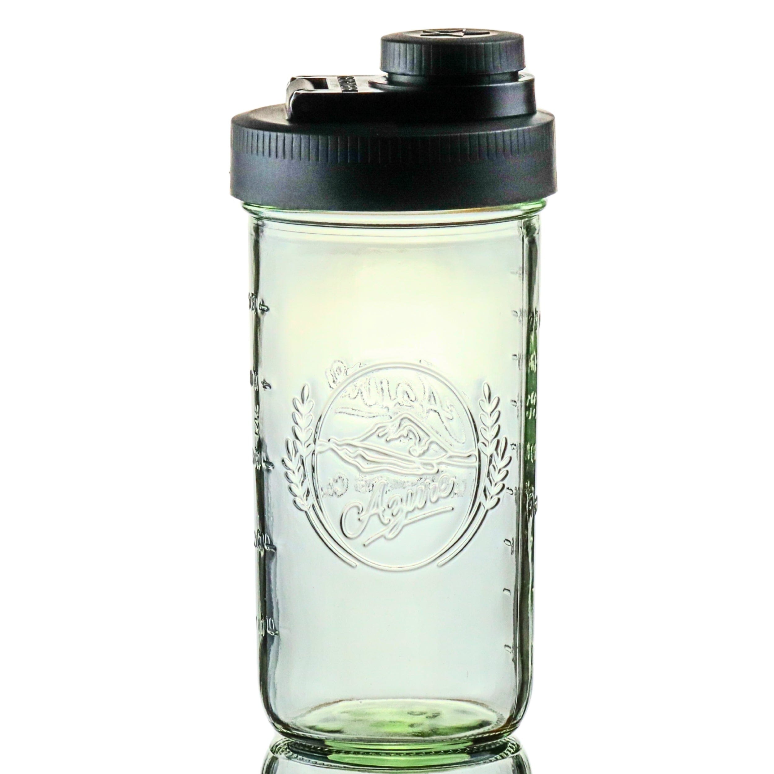 Pint & Half Jar with Black Pouring Lid – Functional & Stylish Storage With Wide Mouth Azure Standard Mason Jar 24 Ounce 1-Pack Serving Pitchers & Carafes Brewing America 