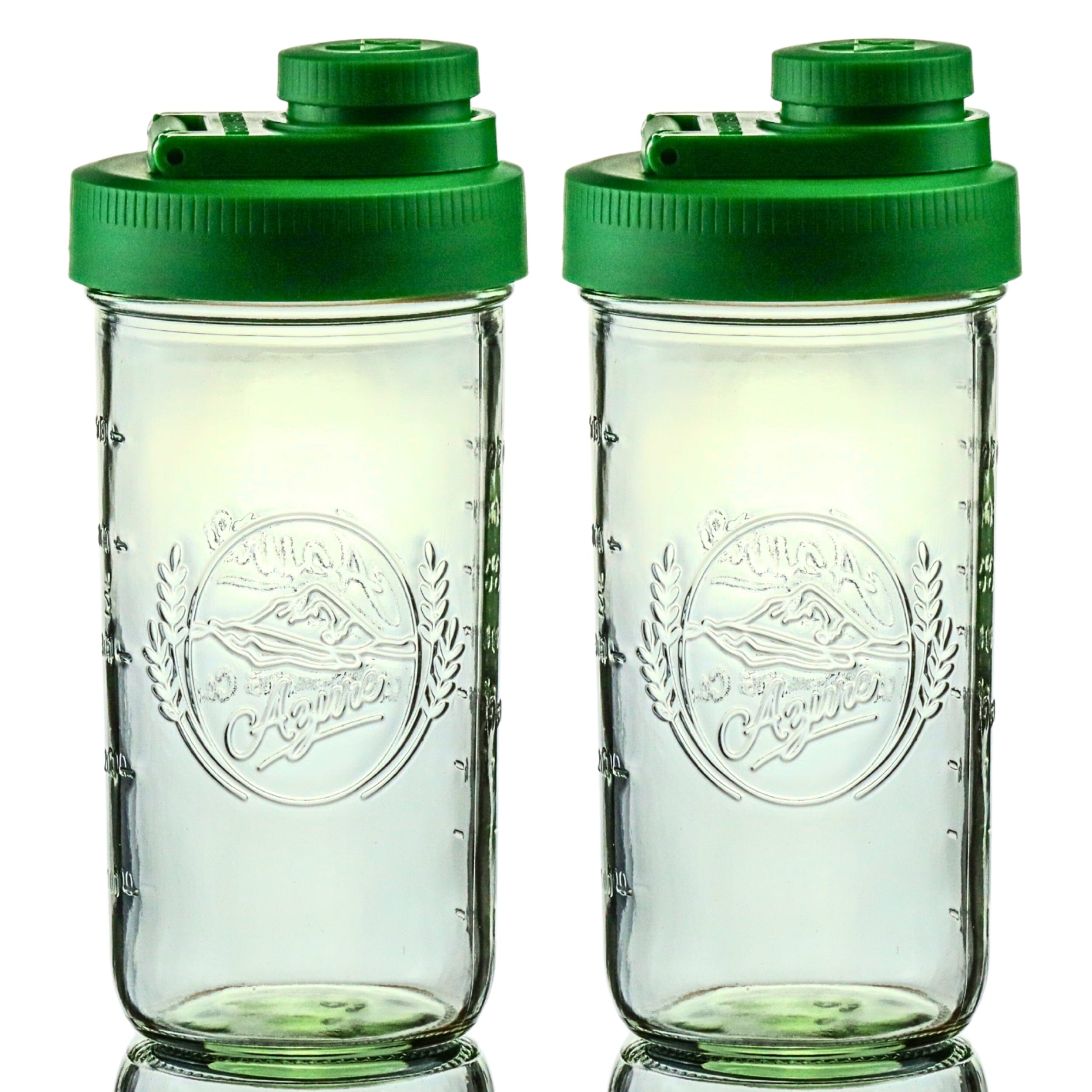 Pint & Half Jar with Tractor Green Pouring Lid – Functional & Stylish Storage With Wide Mouth Azure Standard Mason Jar 24 Ounce 2-Pack Serving Pitchers & Carafes Brewing America 