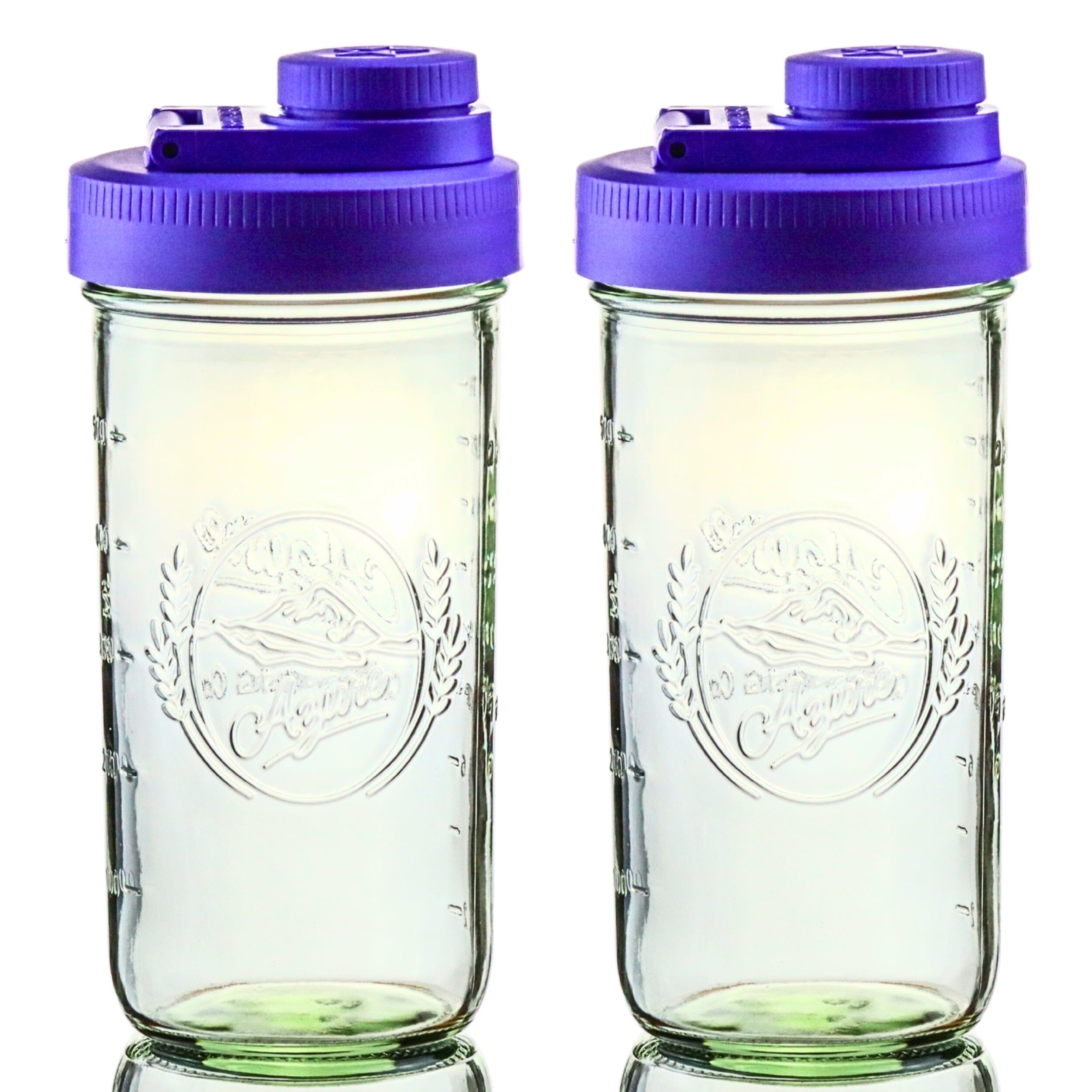 Pint & Half Jar with Violet Purple Pouring Lid – Functional & Stylish Storage With Wide Mouth Azure Standard Mason Jar 24 Ounce 2-Pack Serving Pitchers & Carafes Brewing America 