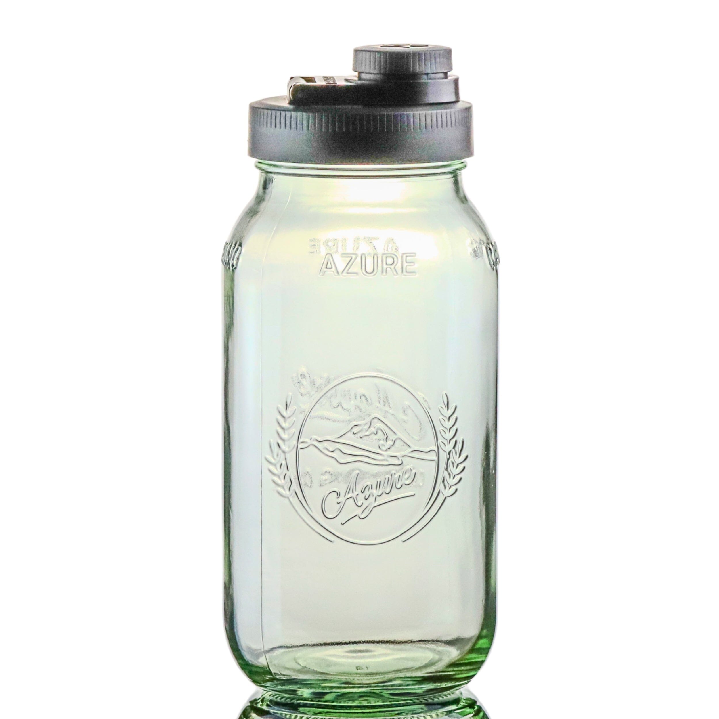 Glass Mason Jar Pitcher with Pour Lid - Azure Standard Jar, 2 Quart (64 oz) Wide Mouth, Black 1-Pack Mason Jars - Large Brewing America 