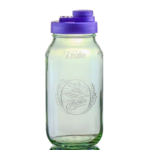Glass Mason Jar Pitcher with Pour Lid - Azure Standard Jar, 2 Quart (64 oz) Wide Mouth, Violet Purple 1-Pack Mason Jars - Large Brewing America 