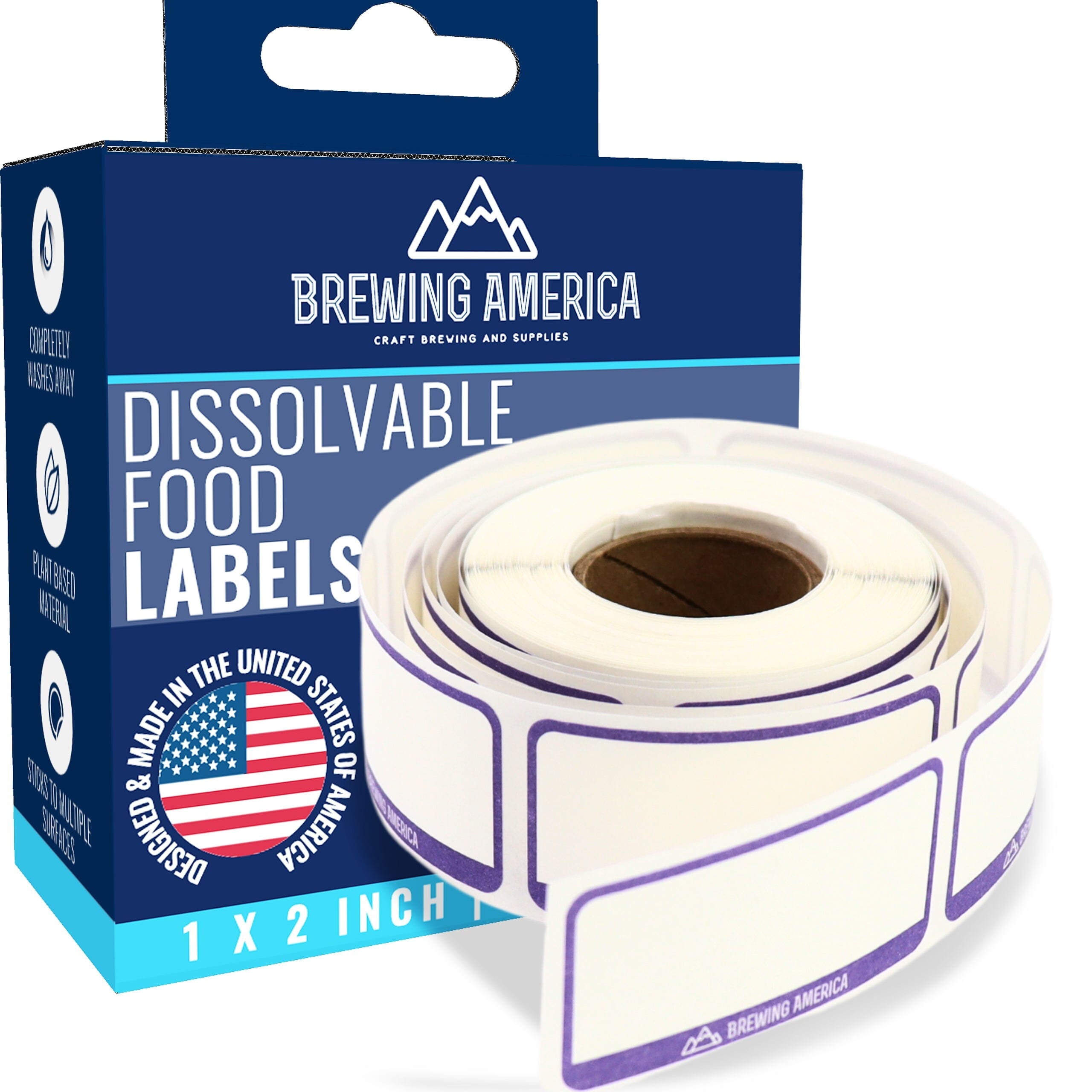 Dissolvable Food Labels for Food Containers Glass, Plastic or Metal No Scrubbing, No Residue - Violet Purple Accessories Brewing America 