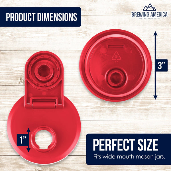 Pint & Half Jar with Old Glory Red Pouring Lid – Functional & Stylish Storage With Wide Mouth Azure Standard Mason Jar 24 Ounce 1-Pack Serving Pitchers & Carafes Brewing America 