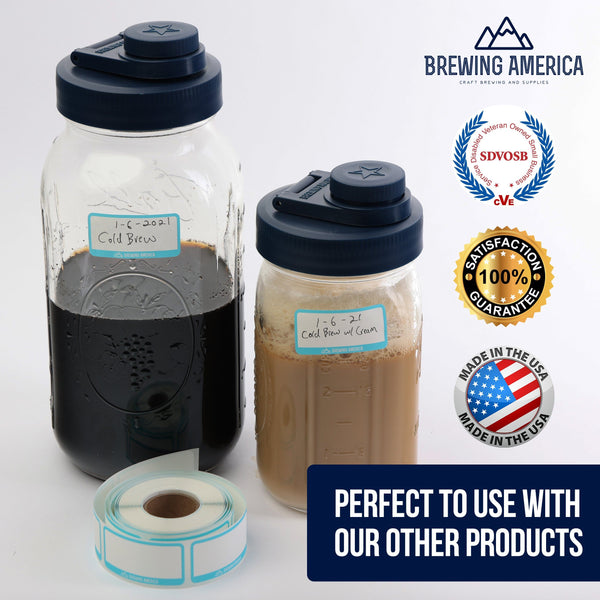 Dissolvable Food Labels for Food Containers Glass, Plastic or Metal No Scrubbing, No Residue - TEAL Accessories Brewing America 